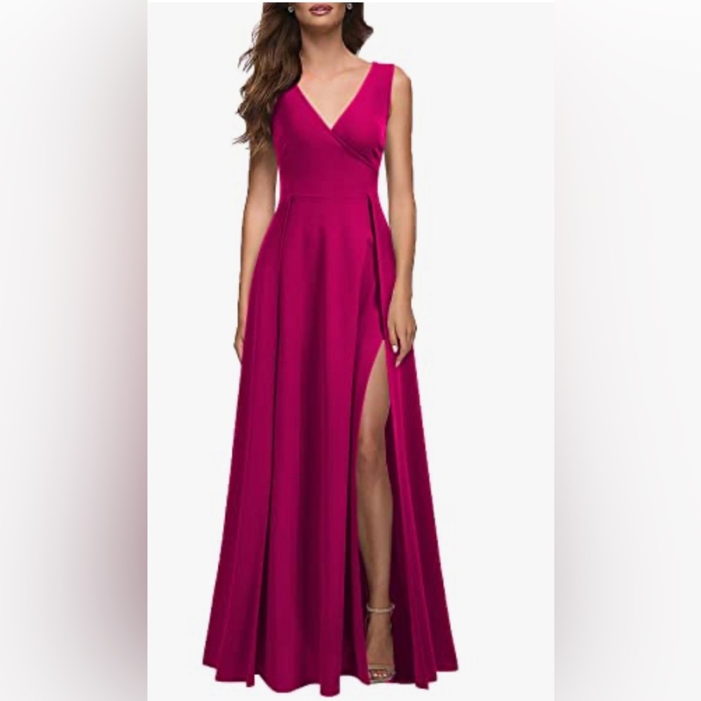 MUSHARE‎ Women's V Neck Sleeveless Split Formal Dress Cocktail Party long dress